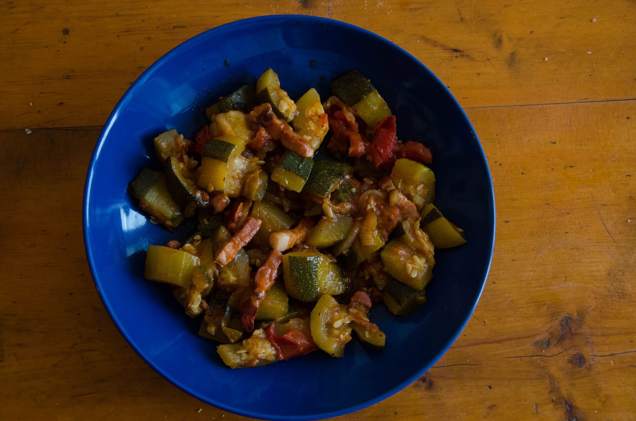 Courgettes aux lardons