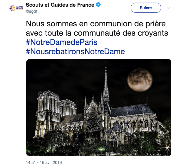 L’émoi des scouts après l’incendie de Notre-Dame