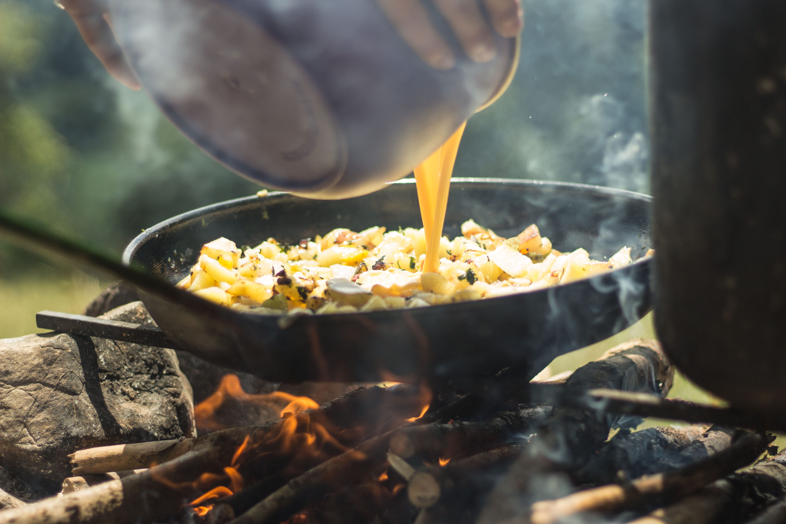 Omelette lardons-chèvre